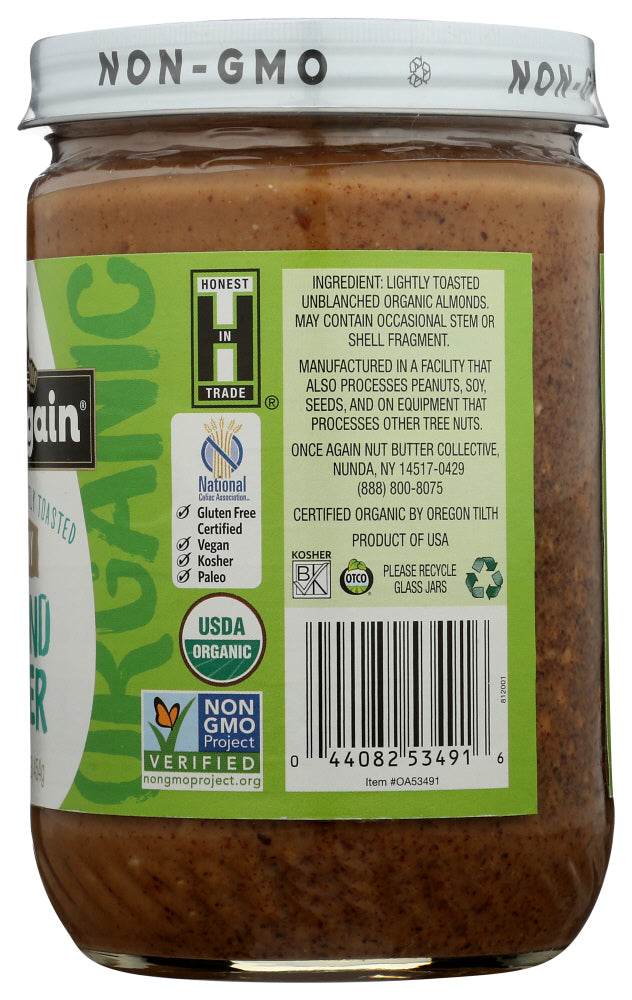 Once Again: Nut Butter Almond Crunchy Raw, 16 Oz