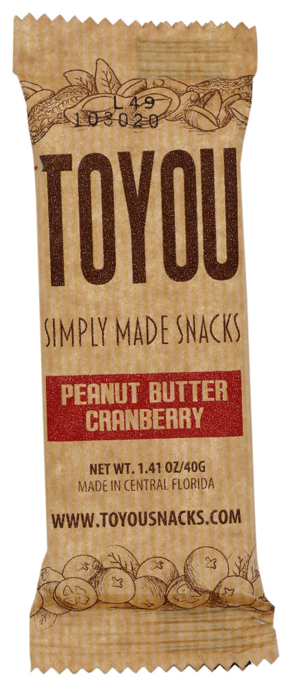 Toyou Snacks: Peanut Butter Cranberry Bar, 1.41 Oz