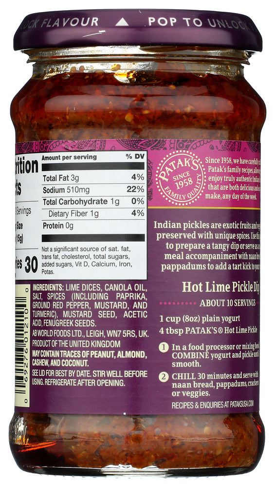 Pataks: Hot Lime Pickle, 10 Oz