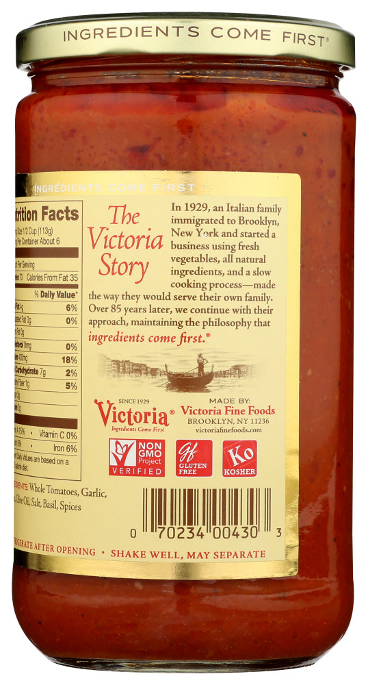 Victoria: Sauce Rstd Garlic, 24 Oz