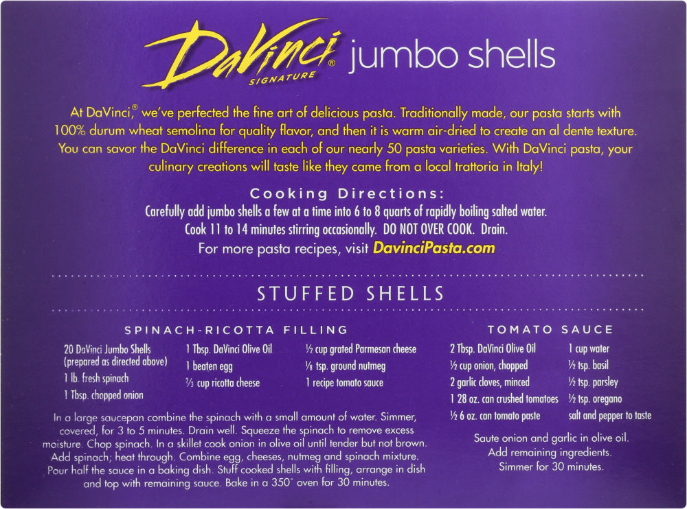 Davinci: Jumbo Shell Pasta, 12 Oz