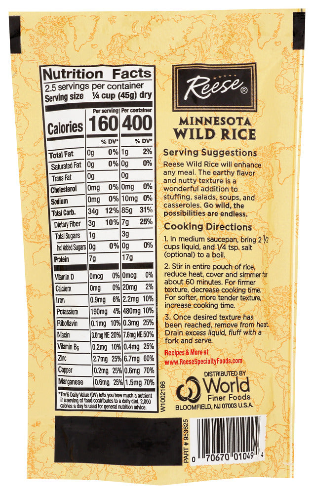 Reese: All Natural Minnesota Wild Rice Paddy Grown, 4 Oz