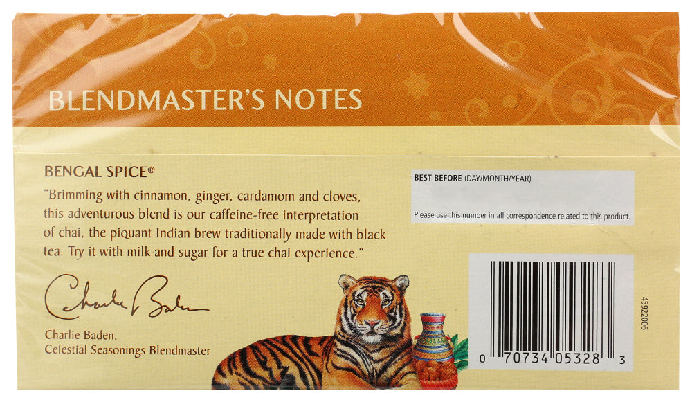 Celestial Seasonings: Bengal Spice Caffeine Free Herbal Tea 20 Tea Bags, 1.7 Oz