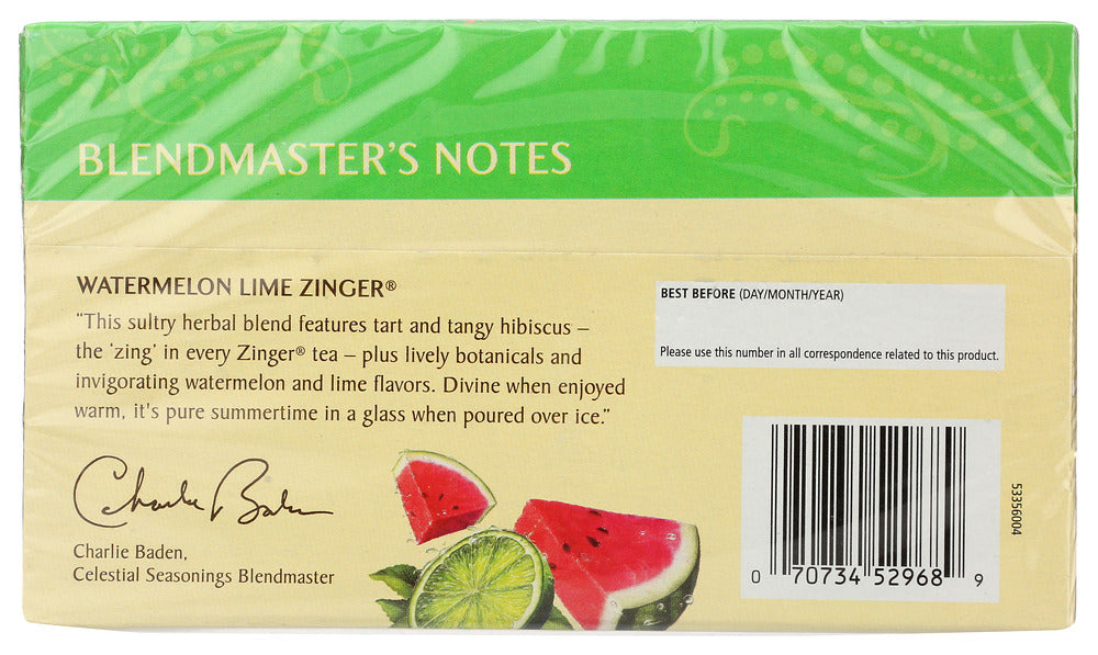 Celestial Seasonings: Watermelon Lime Zinger Tea, 20 Bg