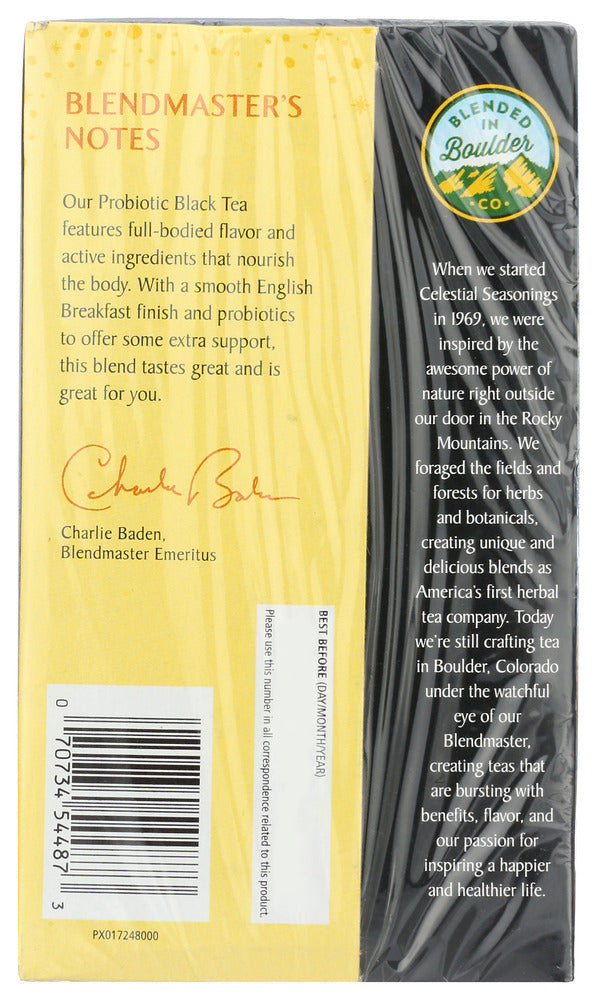 Celestial Seasonings: Probiotic English Breakfast Black Tea With Caffeine, 18 Bg