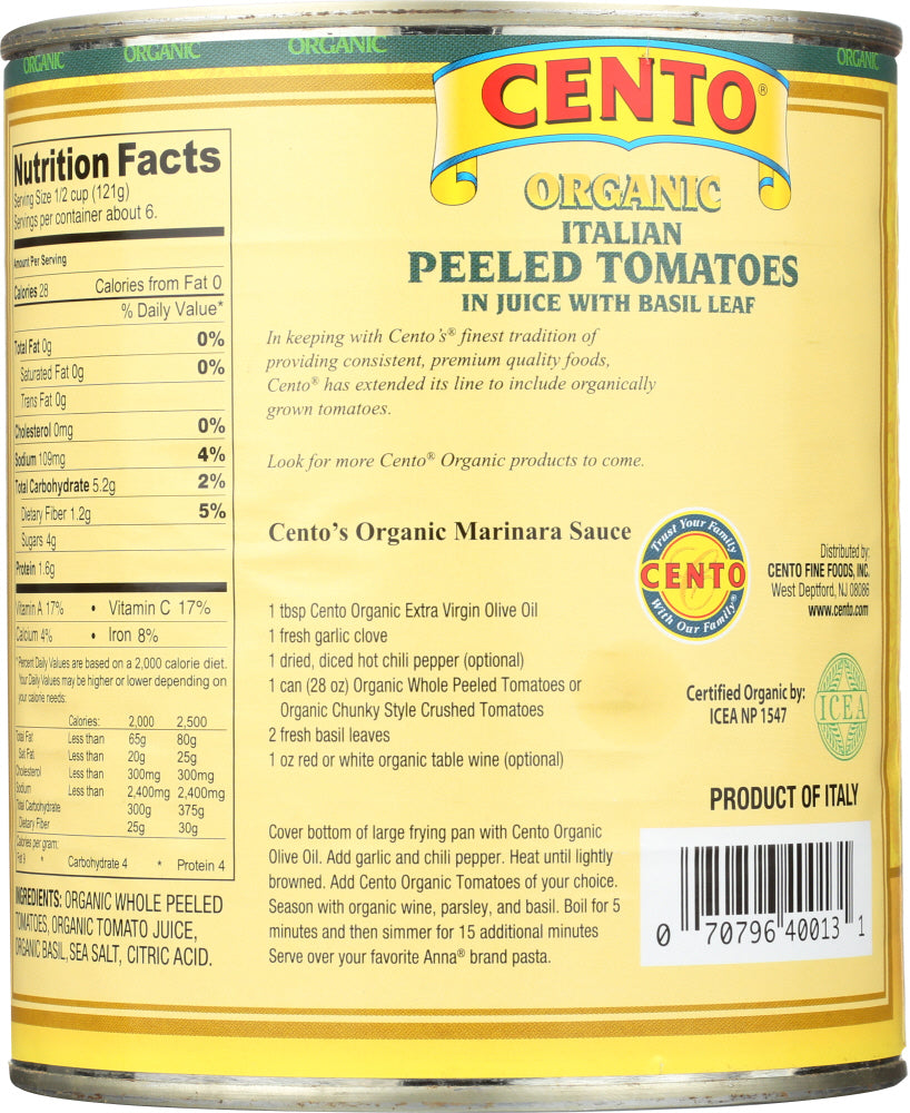 Cento: Organic Italian Whole Peeled Tomatoes, 28 Oz