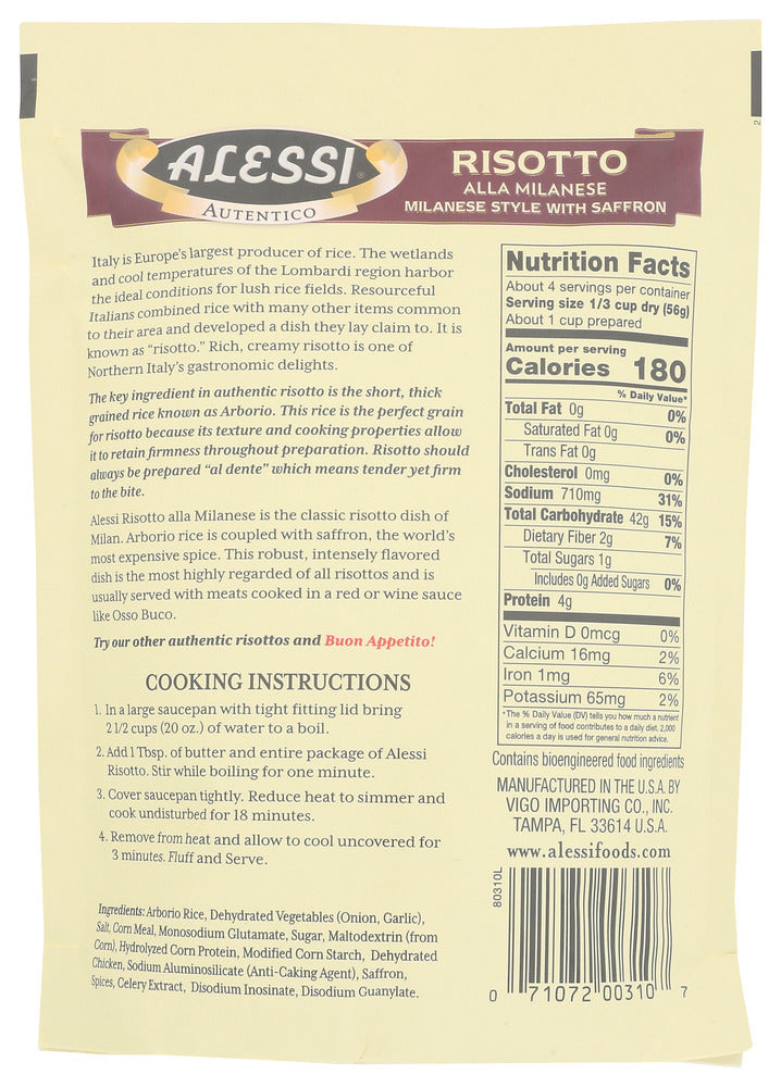 Alessi: Risotto Alla Milanese Style With Saffron, 8 Oz