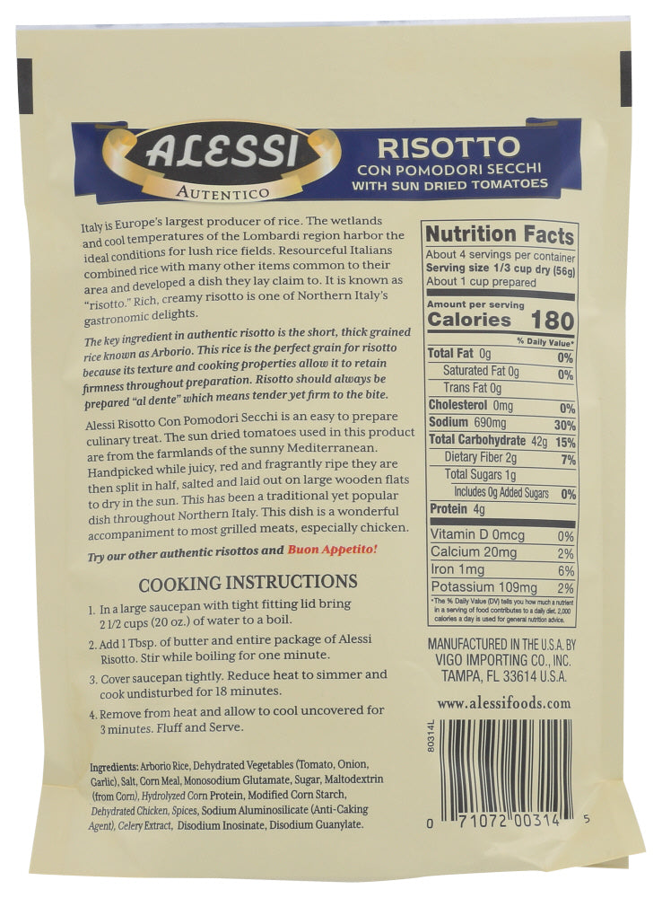 Alessi: Risotto With Sun Dried Tomatoes, 8 Oz