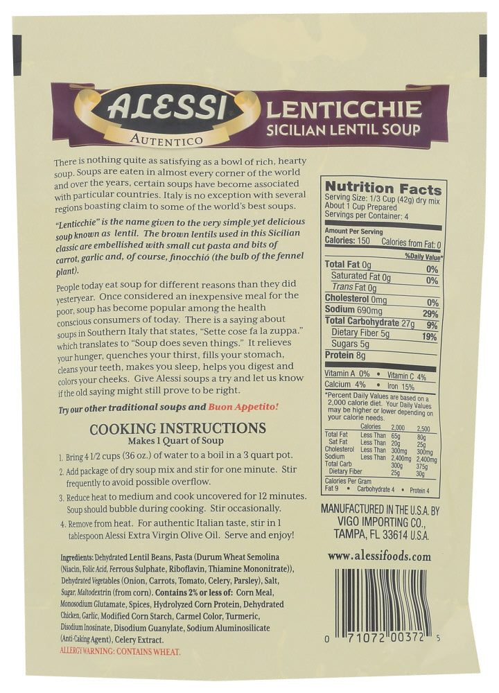 Alessi: Sicilian Lentil Soup, 6 Oz