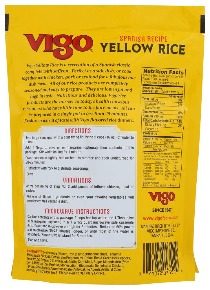 Vigo: Rice Yellow Stand Up Bag, 8 Oz