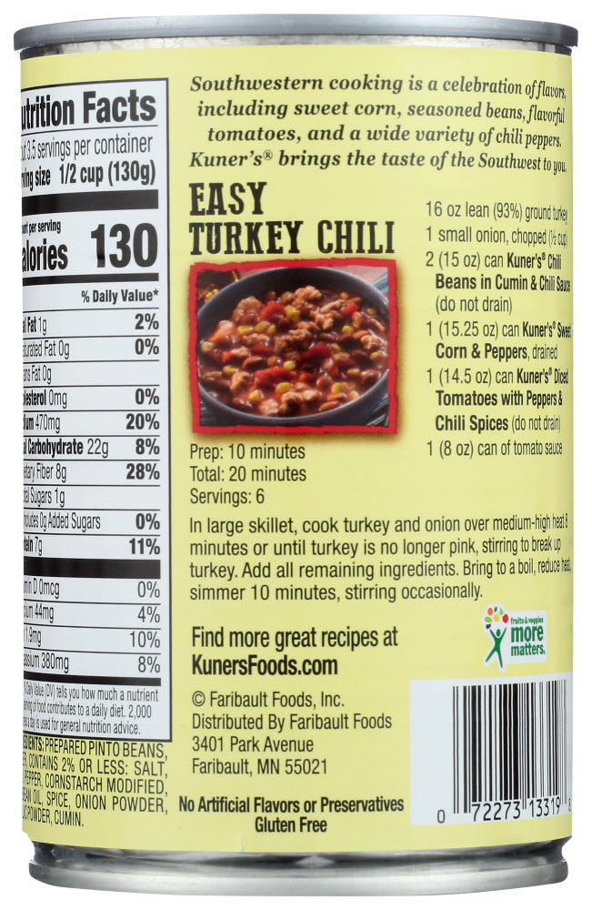 Kuners: Southwest Chili Beans With Cumin And Chili Sauce, 15 Oz