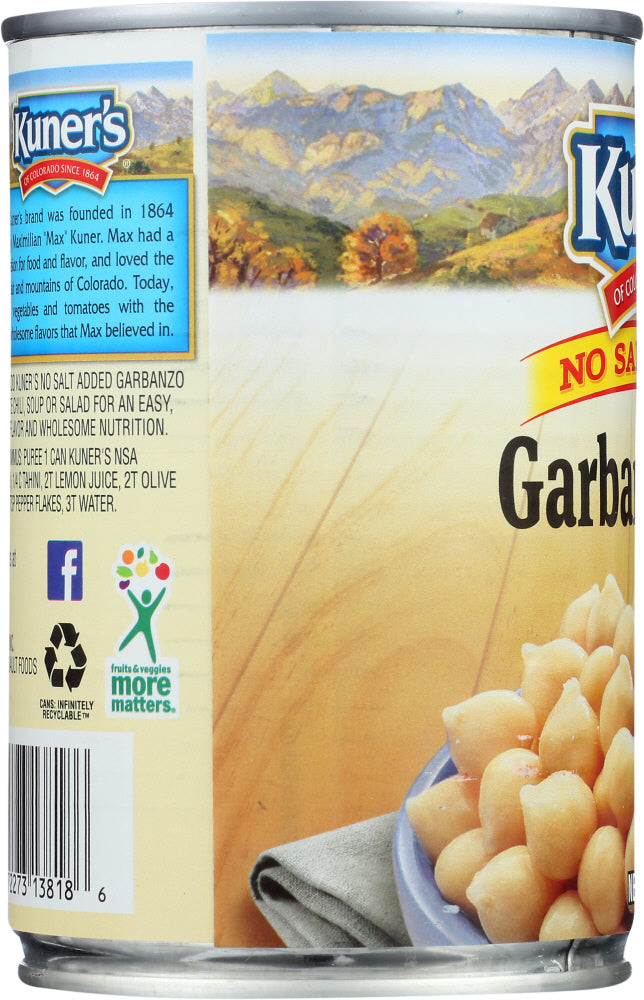 Kuners: No Salt Added Garbanzo Beans, 15.5 Oz