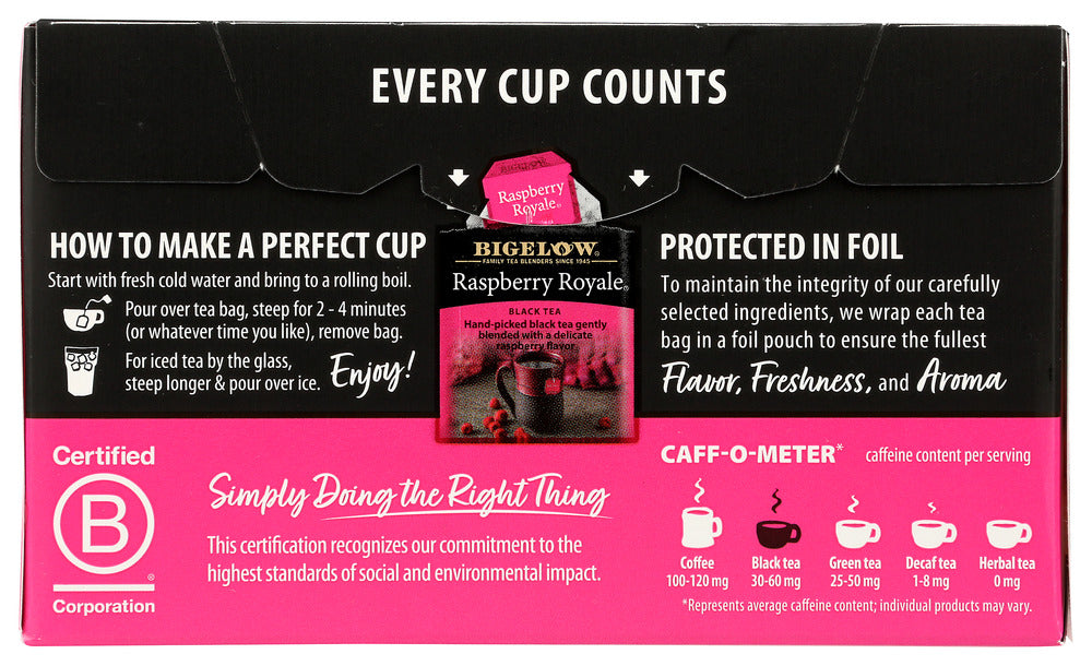 Bigelow: Raspberry Royale Black Tea 20 Tea Bags, 1.18 Oz