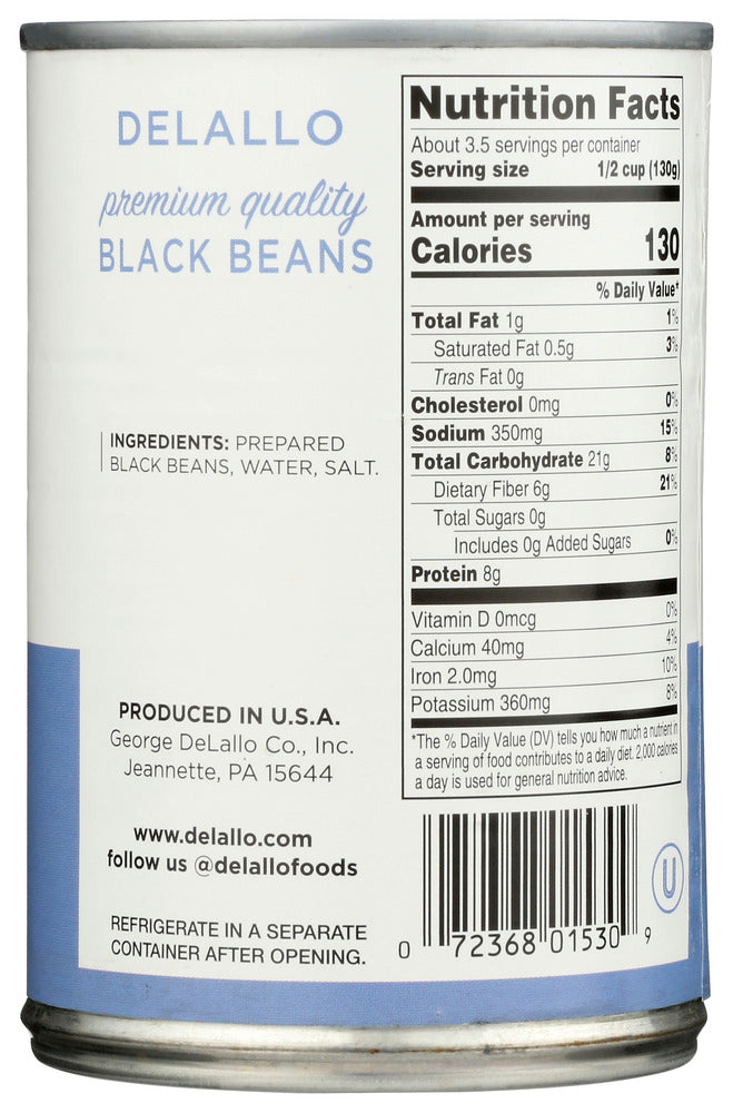 Delallo: Black Beans, 15.5 Oz