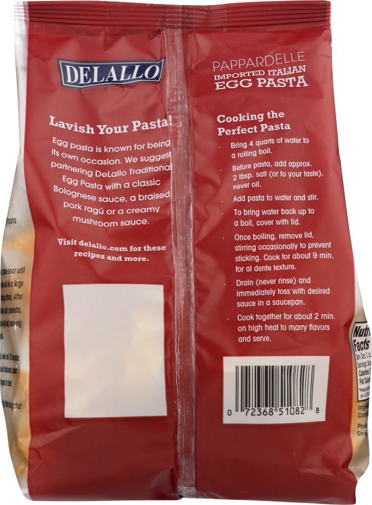 Delallo: Pasta Egg Pappardelle, 8.8 Oz