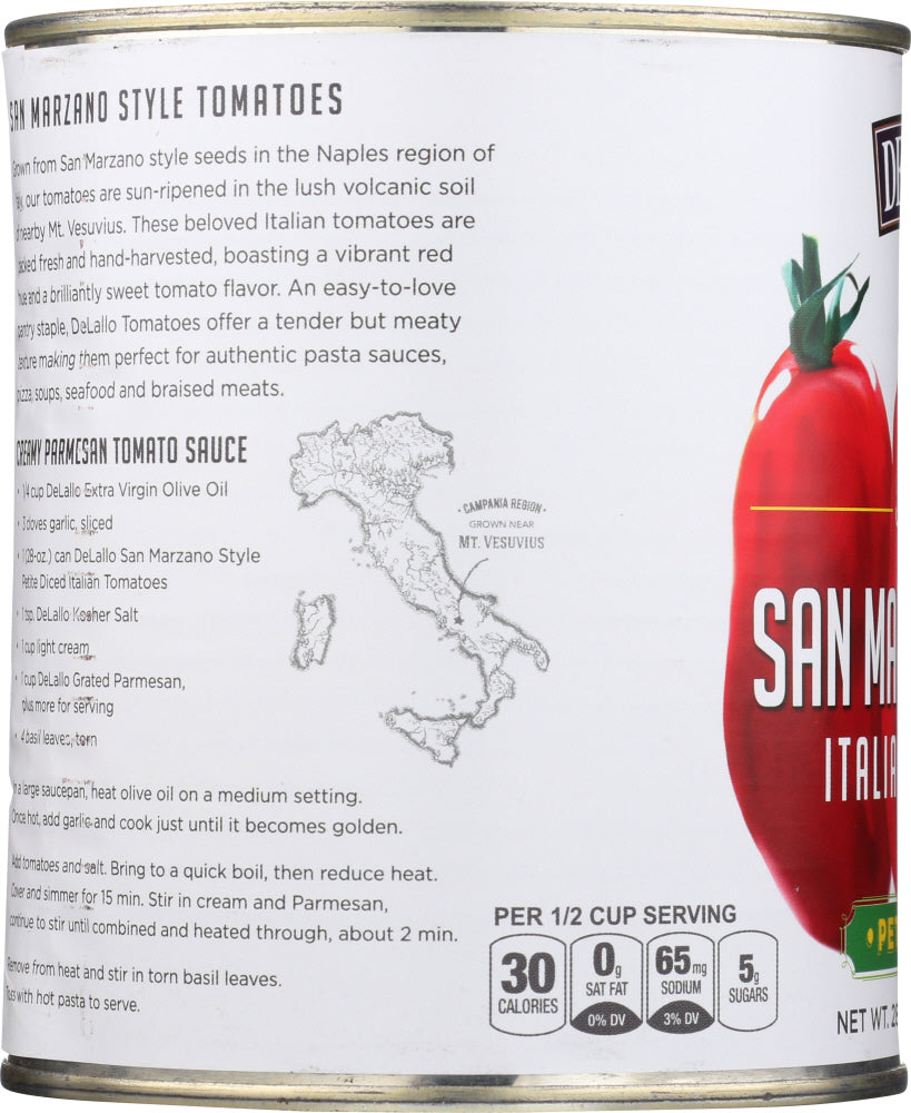 Delallo: San Marzano Style Diced Tomatoes, 28 Oz