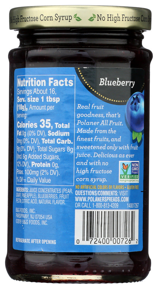 Polaner: Fruit Sprd Bluebry, 10 Oz