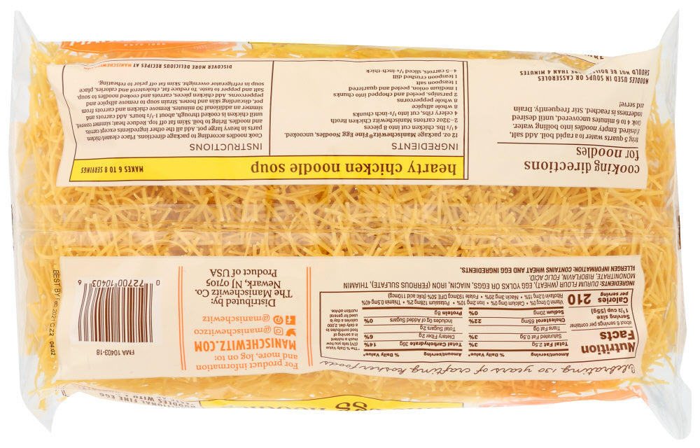 Manischewitz: Egg Noodles Fine, 12 Oz