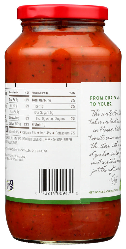 Mezzetta: Napa Valley Bistro Tomato Basil Pasta Sauce, 25 Oz