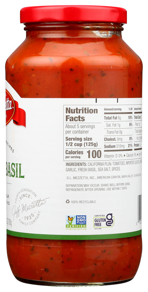 Mezzetta: Napa Valley Bistro Tomato Basil Pasta Sauce, 25 Oz