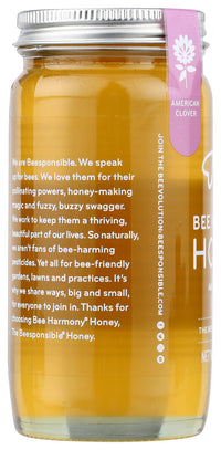 Bee Harmony: American Raw Clover Honey, 12 Oz