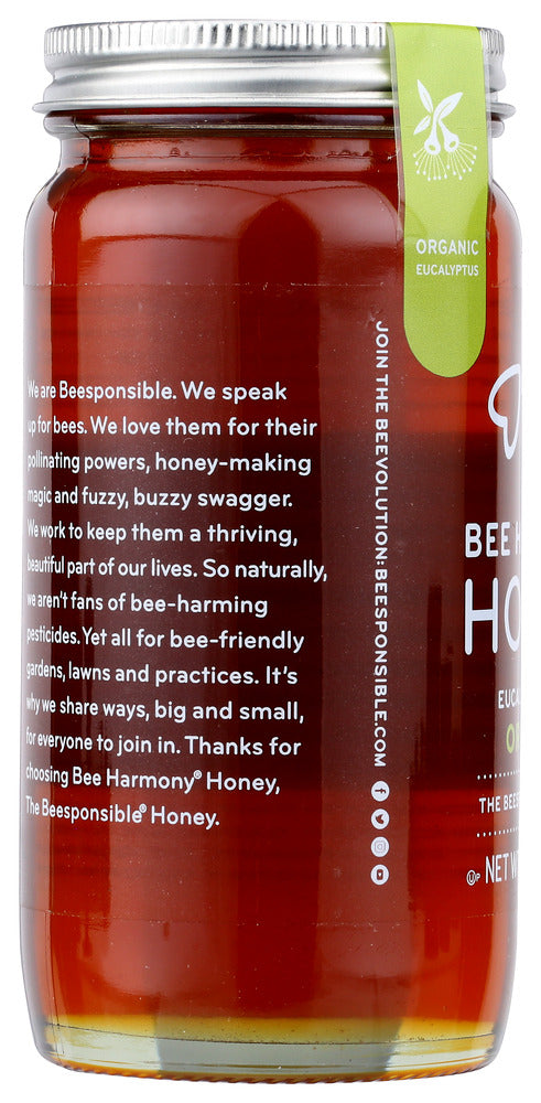 Bee Harmony: Eucalyptus Raw Honey, 12 Oz