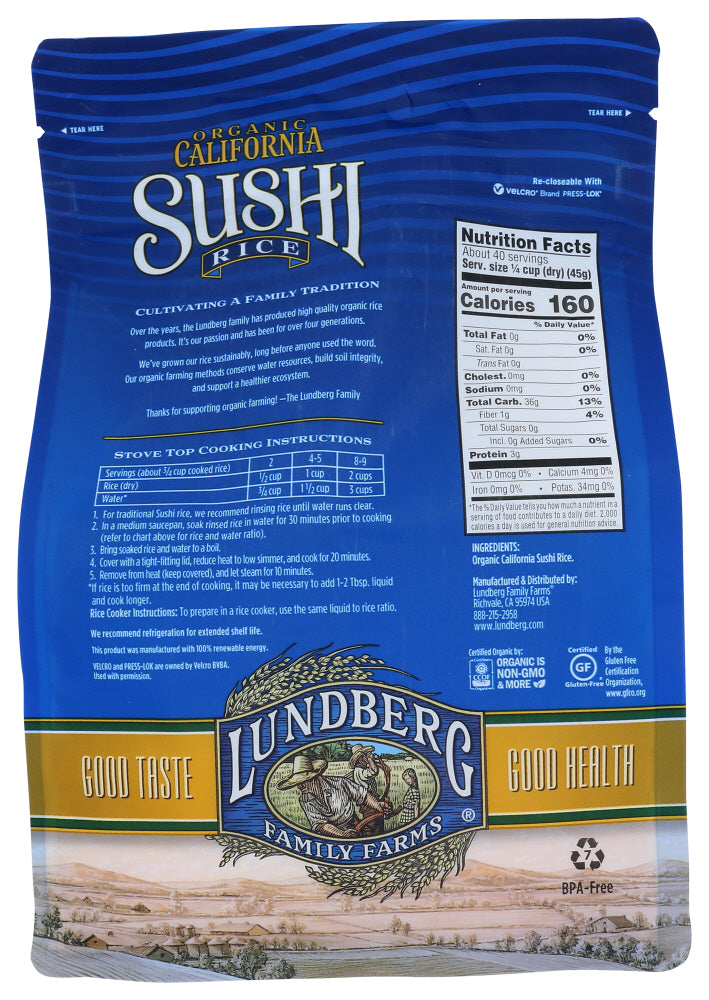 Lundberg: Organic California Sushi Rice, 4 Lb