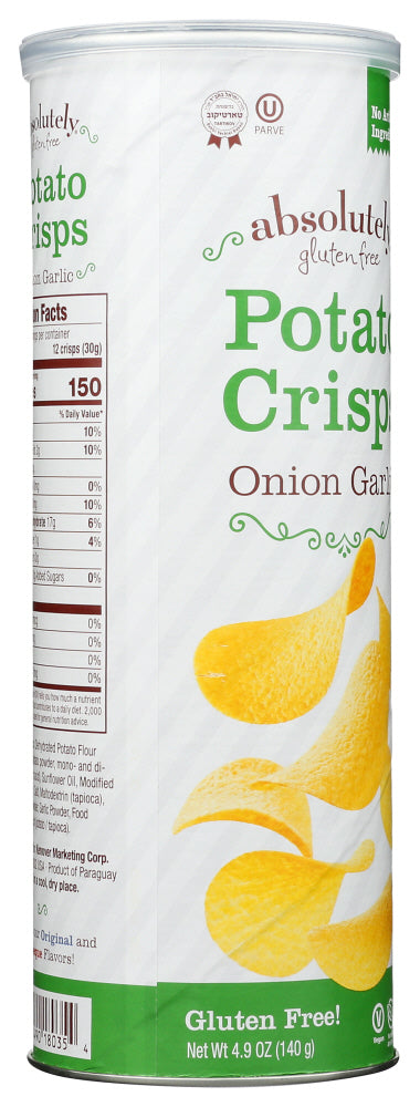 Absolutely Gluten Free: Onion Garlic Potato Crisps, 4.9 Oz