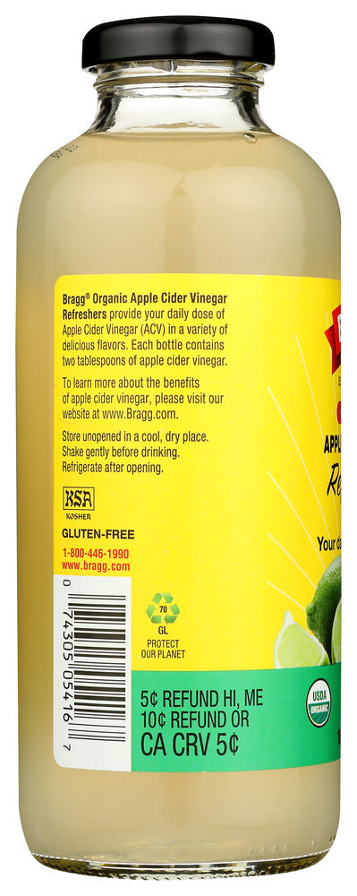 Bragg: Organic Apple Cider Vinegar Refreshers Prebiotic Lime Citrus, 16 Fo