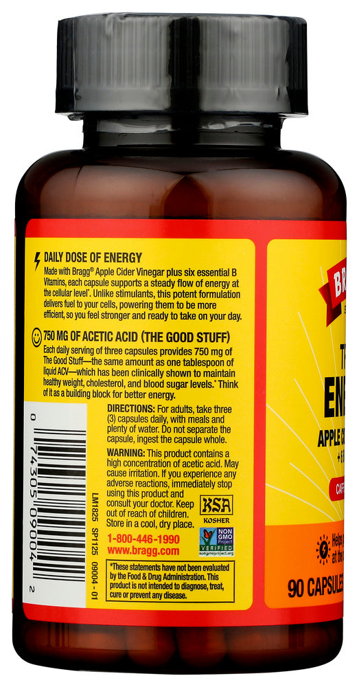 Bragg: True Energy Apple Cider Vinegar Capsule, 90 Cp