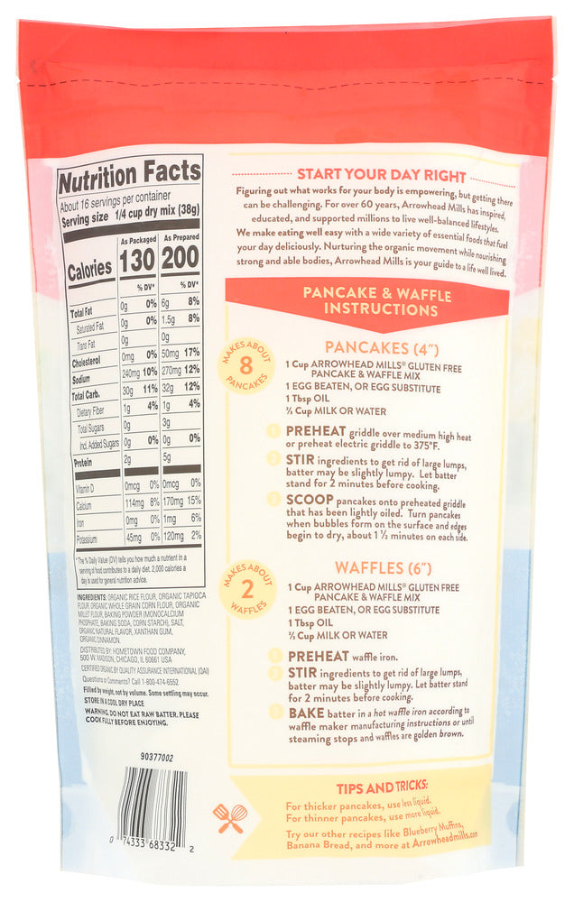 Arrowhead Mills: Organic Gluten Free Pancake Waffle Mix, 22 Oz