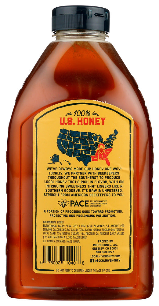 Local Hive: Southeast Raw And Unfiltered Honey, 40 Oz