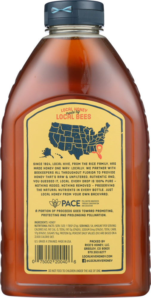 Local Hive: Florida Raw And Unfiltered Honey, 40 Oz