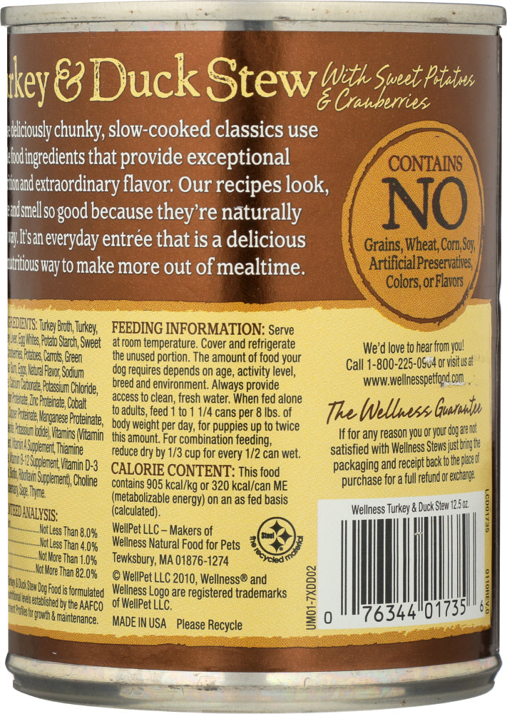 Wellness: Turkey & Duck Stew With Sweet Potatoes Dog Food, 12.5 Oz