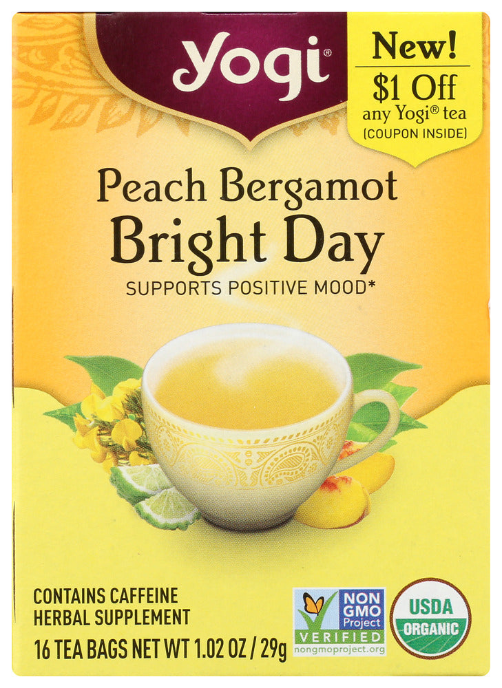 Yogi Teas: Tea Pech Bergamot Bright Day, 16 Bg