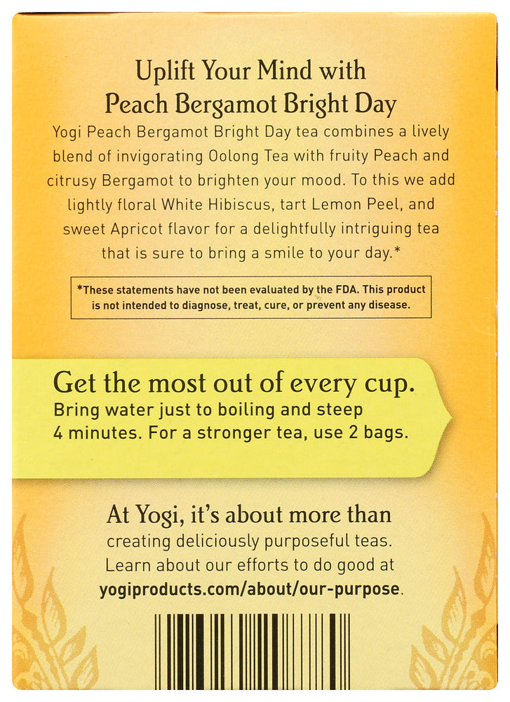 Yogi Teas: Tea Pech Bergamot Bright Day, 16 Bg