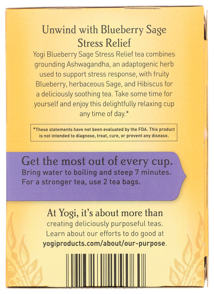 Yogi Teas : Tea Blbrry Sge Strss Rlf, 16 Bg