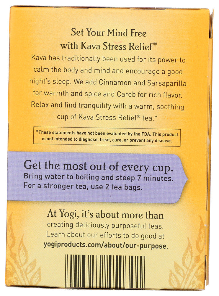 Yogi Teas: Kava Stress Relief Natural Organic Caffeine Free, 16 Tea Bags