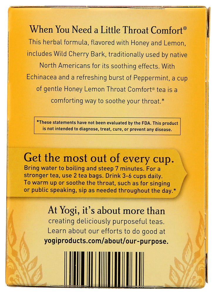 Yogi Teas: Herbal Tea Honey Lemon Throat Comfort, 16 Tea Bags