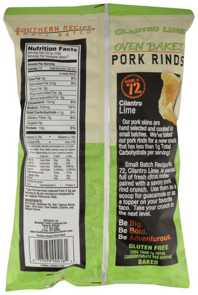 Southern Recipe Small Batch: Pork Rind Baked Cilantro Lime, 3.625 Oz