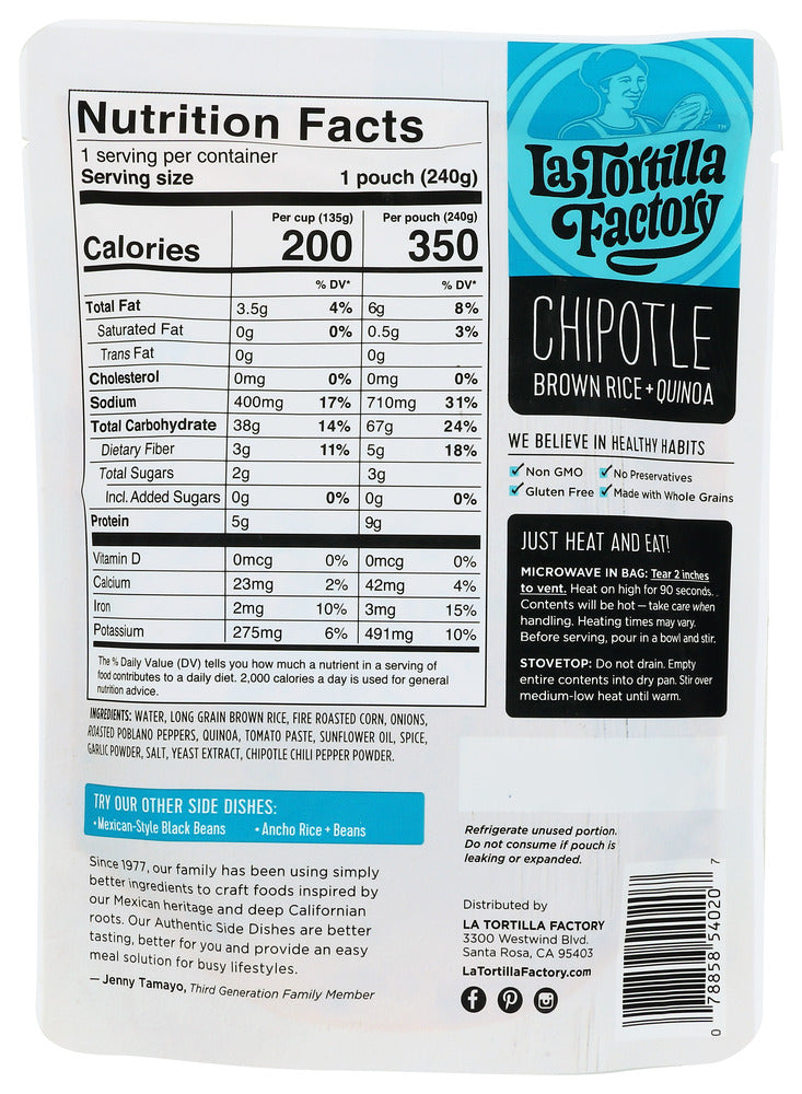 La Tortilla Factory: Chipotle Brown Rice + Quinoa, 8.5 Oz