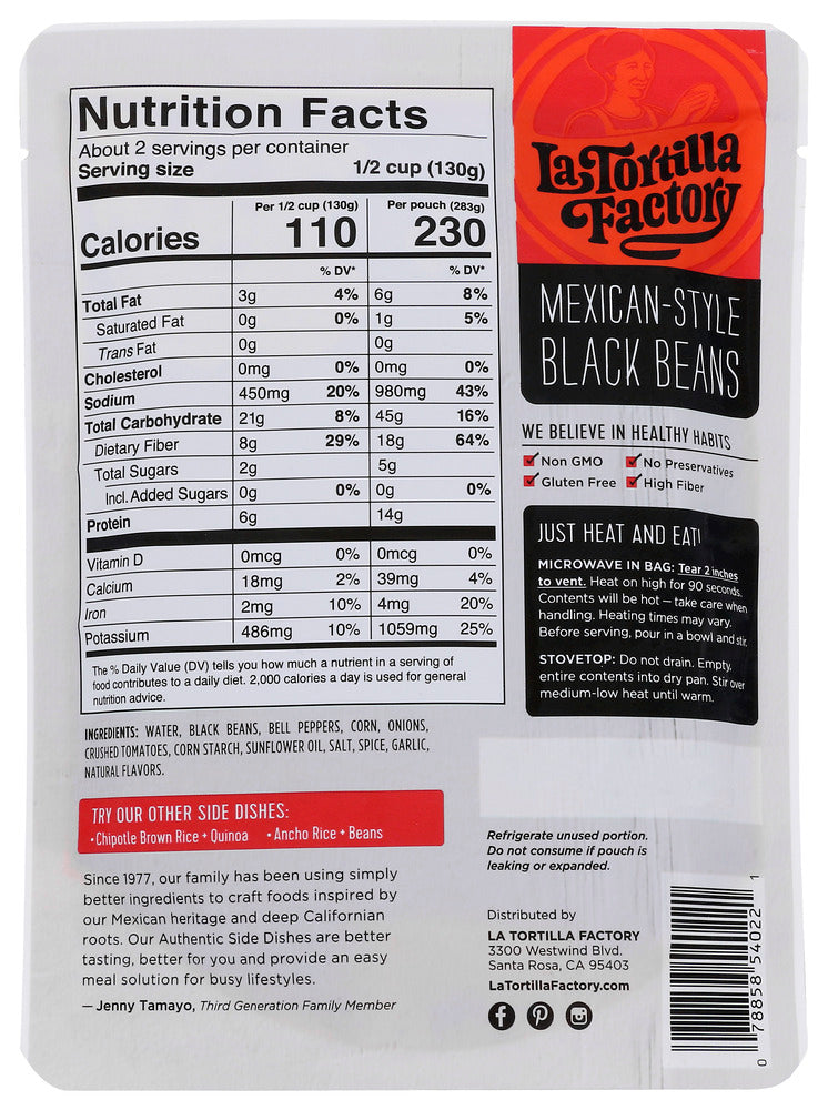 La Tortilla Factory: Beans Black Mex Styl, 10 Oz