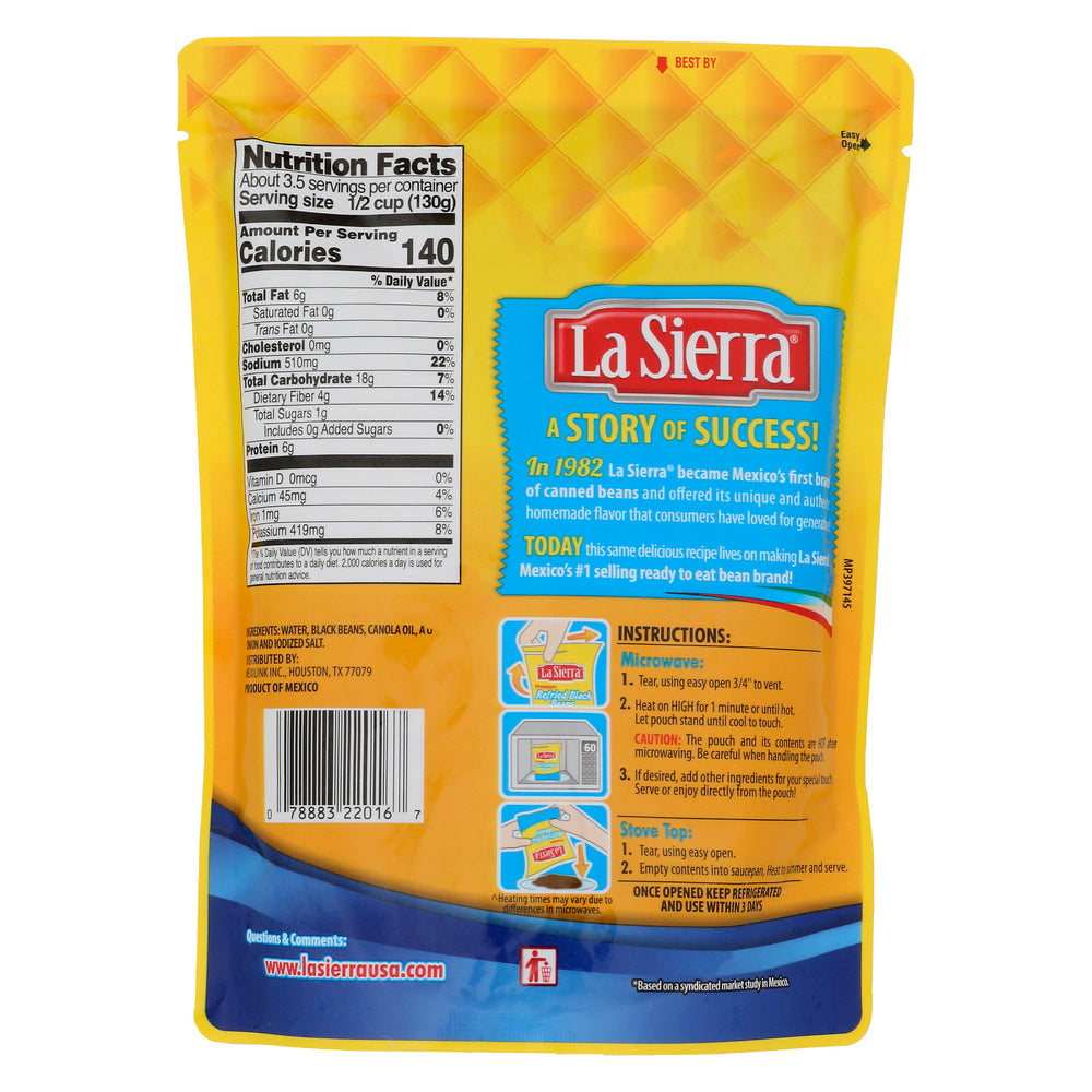 La Sierra: Beans Black Pouch, 15.2 Oz