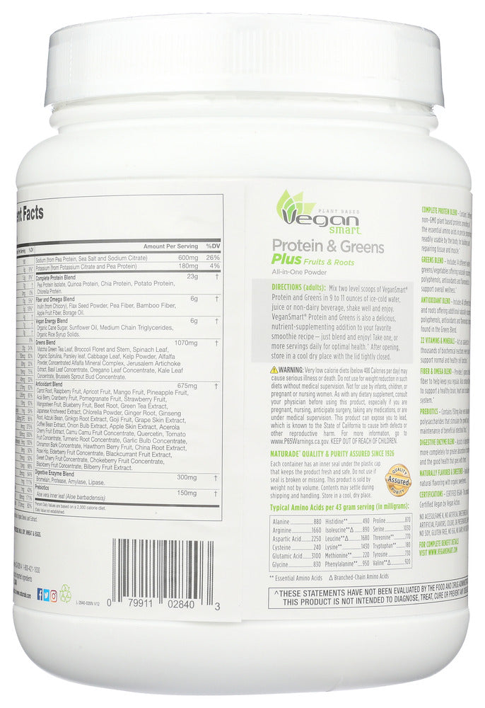 Naturade: Vegansmart Protein And Greens Vanilla Creme Powder, 22.8 Oz