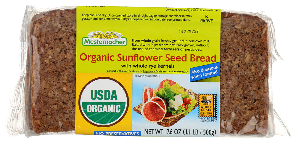 Mestemacher: Organic Sunflower Seed Bread, 17.6 Oz