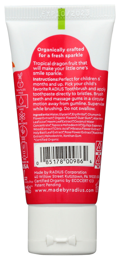 Radius: Dragonfruit Organic Kid Toothpaste, 0.8 Oz