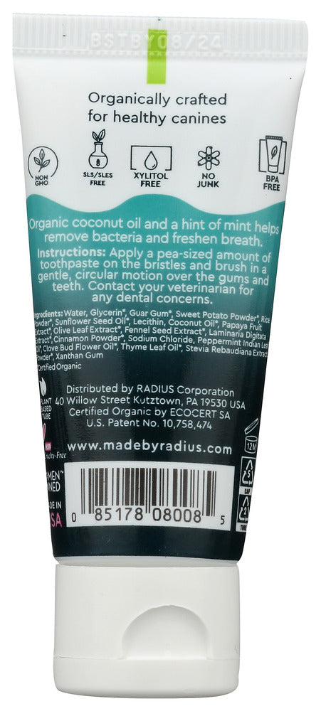 Radius: Toothpaste Org Canine, 0.8 Oz