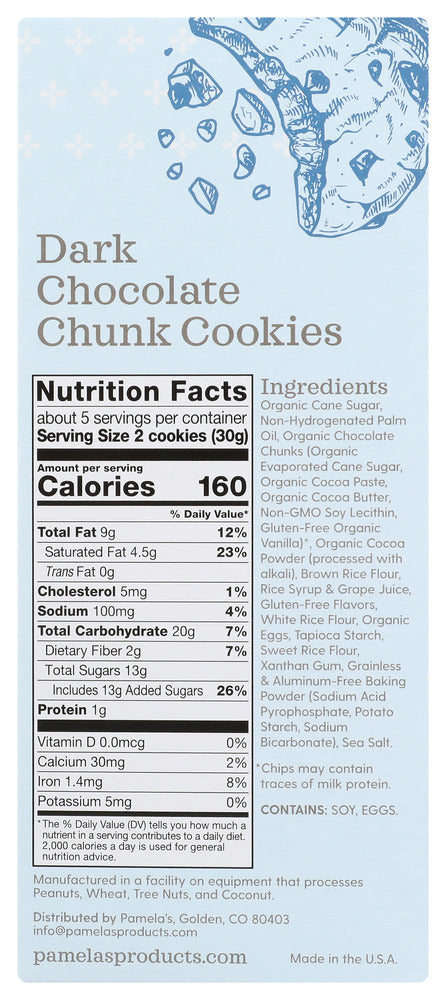 Pamelas: Dark Chocolate Chunk Cookies, 5.29 Oz