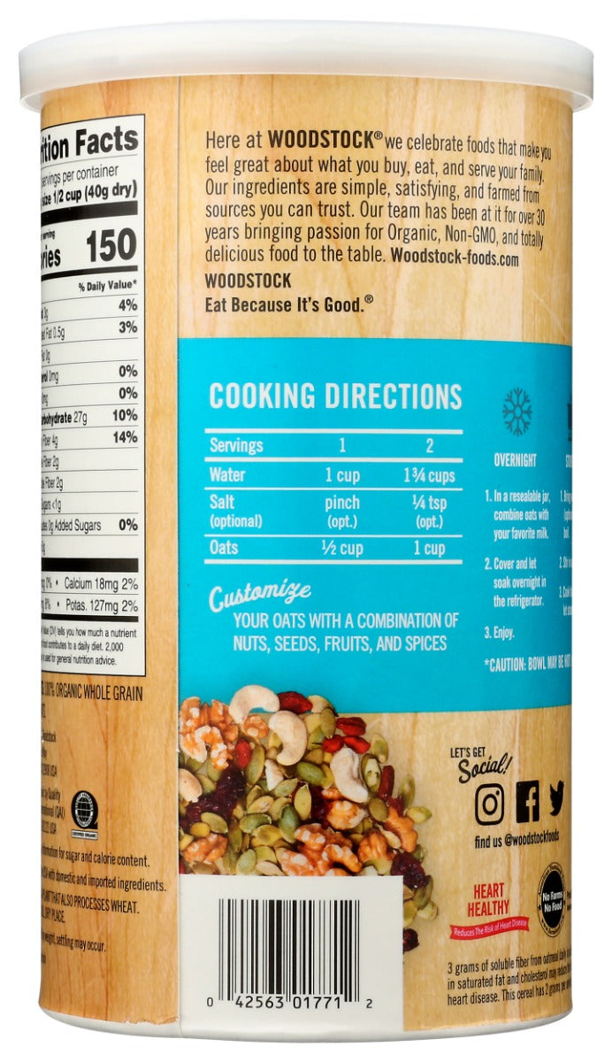 Woodstock: Oatmeal Instant Org, 16 Oz