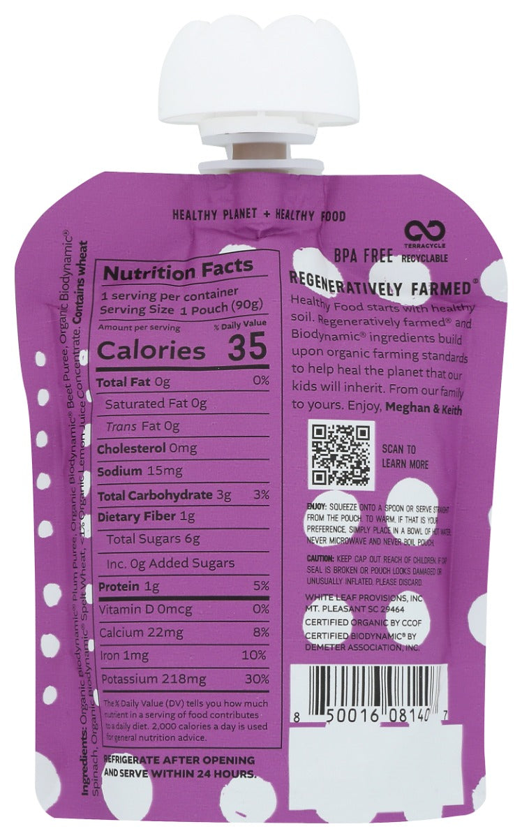 White Leaf Provisions: Baby Food Plm Bt Spn Spt, 90 Gm